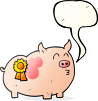 hand drawn speech bubble cartoon prize winning pig png