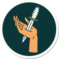 sticker of tattoo in traditional style of a dagger in the hand png