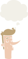 cartoon arrogant man with thought bubble in retro style png