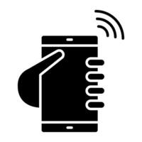 Internet signals with smartphone, mobile wifi icon vector