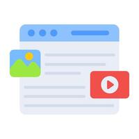 A flat design, icon of web video content vector