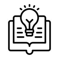 Light bulb with book, icon of creative education vector