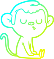 cold gradient line drawing of a cartoon monkey png