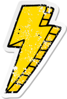 distressed sticker of a cartoon lightning bolt png