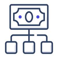 An outline design, icon of money network vector