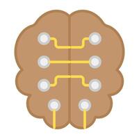 A flat design, icon of digital brain vector