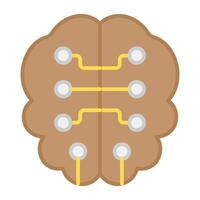 A flat design, icon of digital brain vector