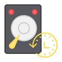 Hard drive with reload clock showcasing data backup icon vector