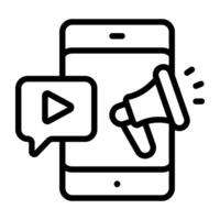 Linear design, icon of mobile video promotion vector