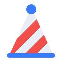 Cone hat with star on it, party cap icon in flat style vector