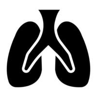 Solid design icon of lungs, respiratory organ vector