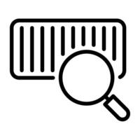 Qr code under magnifying glass, barcode scanning icon vector