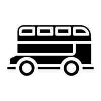 un autobús ese tiene dos pisos o cubiertas, doble decker sólido icono diseño vector