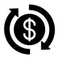 A glyph design, icon of money rotation vector