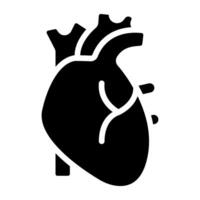 Human cardiac organ, heart icon in glyph design vector