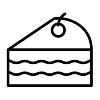 Cute cake having cherry over it, pastry linear icon vector