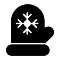 Snowflake on mitten, icon of glove vector