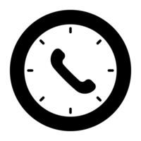 Receiver inside clock, icon of helpline vector