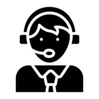 Headphones worn by avatar, operator icon vector
