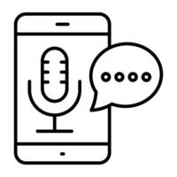 A linear design, icon of mobile audio message vector