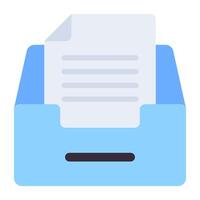 A flat design, icon of document drawer vector