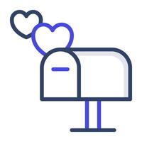 Hearts with mail slot, love letterbox icon vector