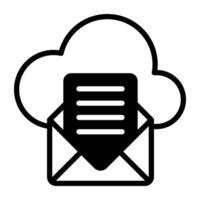 un glifo diseño, icono de nube correo electrónico vector