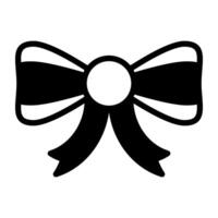 Icon of beautiful ribbon bow in solid vector design