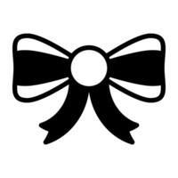 Icon of beautiful ribbon bow in solid vector design