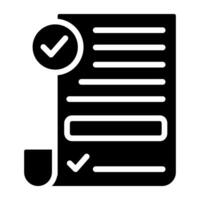 Icon of verified document, solid design of accepted file vector