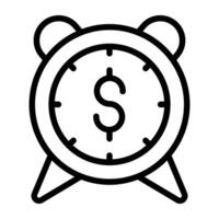 An outline design, icon of time is money vector