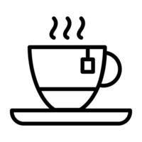 Cup and saucer, hot tea cup icon vector