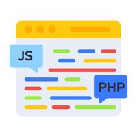 un plano diseño, icono de php codificación vector