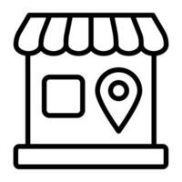 Store with map marker, store location icon vector