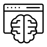 Brain on web page depting concept of online brain learning icon vector