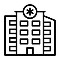 Hospital building outline icon design on white background. vector