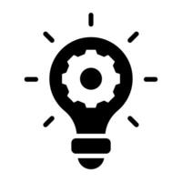 Gear inside light bulb, icon of idea generation vector