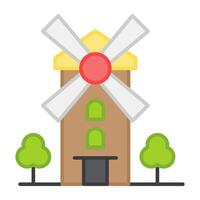 A flat design, icon of windmill vector