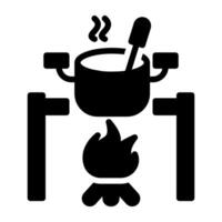 Icon of outdoor cooking in trendy style vector