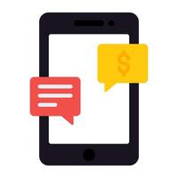 Editable flat design icon of mobile business chat vector