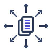 An outline design, icon of content distribution vector