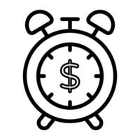 Icon of time is money, linear design vector