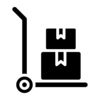 Parcels on trolley, luggage trolley icon vector