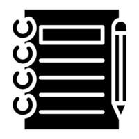 Spiral book with pencil, notebook icon vector