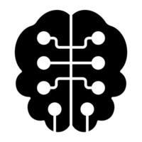 A glyph design, icon of digital brain vector