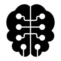 un glifo diseño, icono de digital cerebro vector