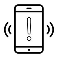 Icon of mobile alert, linear design vector