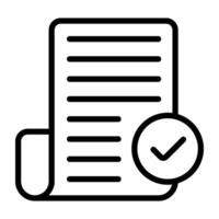 Folded paper with tick mark, verified document icon vector