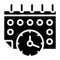 Clock with calendar, timetable icon in filled design vector