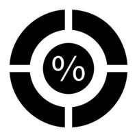 A solid design, icon of percentage chart vector